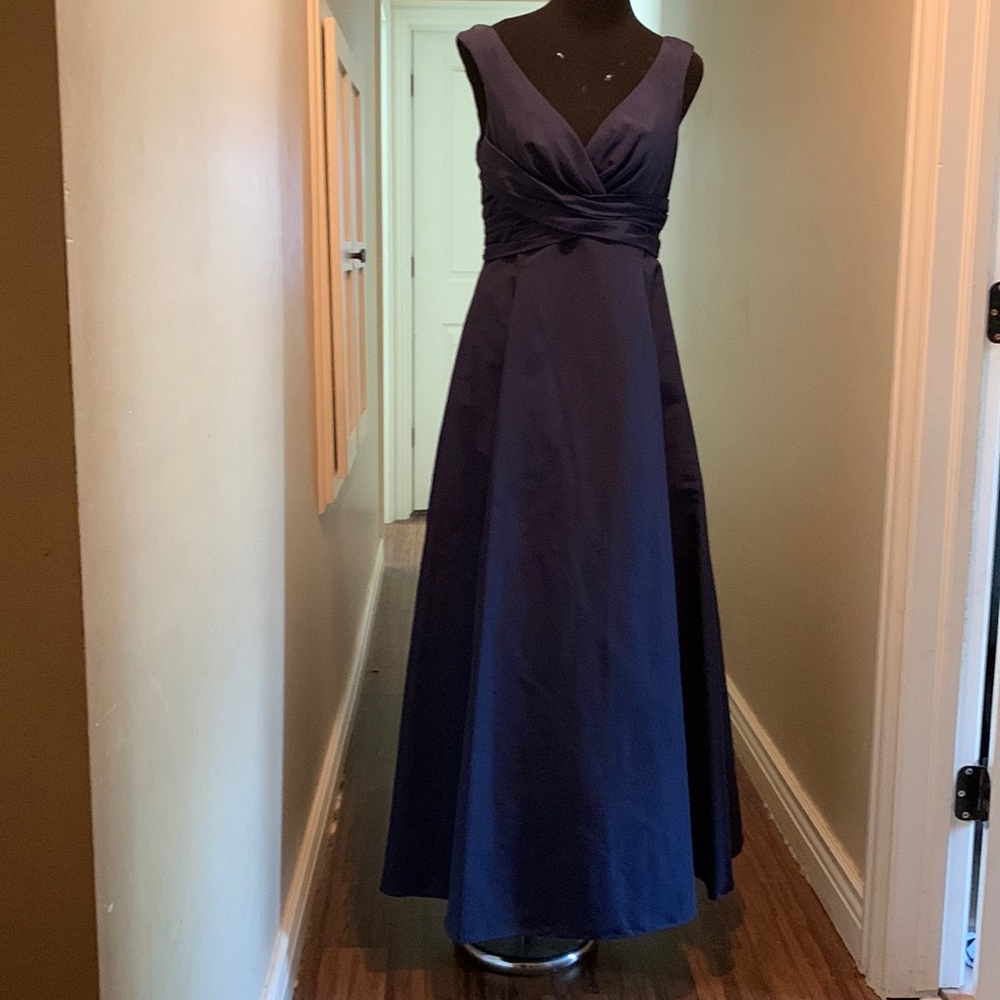 Floor length navy dress